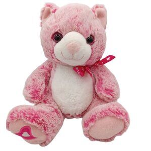Pink Cat Love Ribbon Soft Plush 10 Inch Stuffed Animal Valentines Day Gift Idea